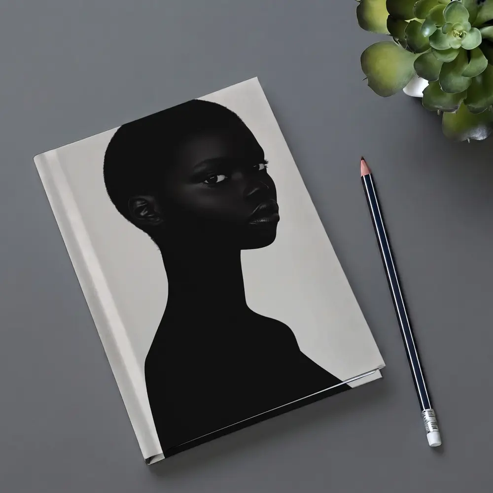 Black Woman Portrait Minimalist White Background – Notebooks