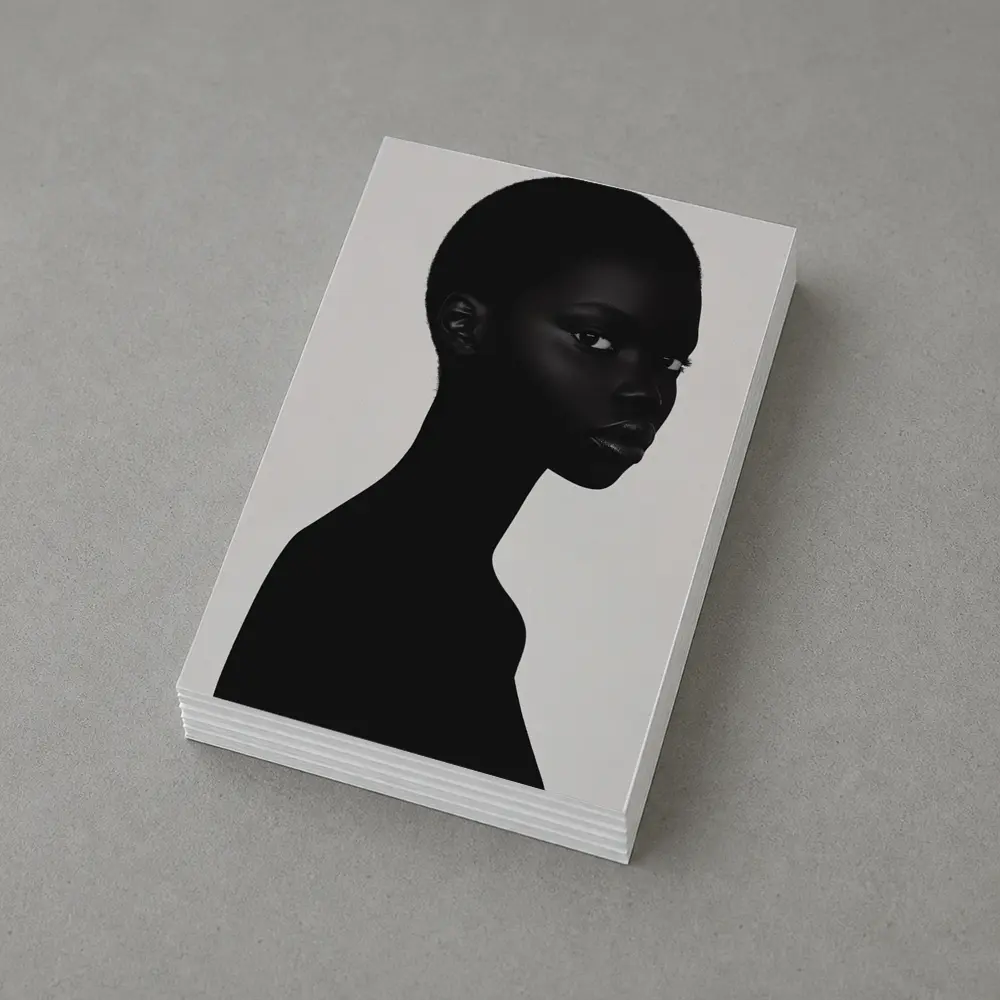 Black Woman Portrait Minimalist White Background – Postcards