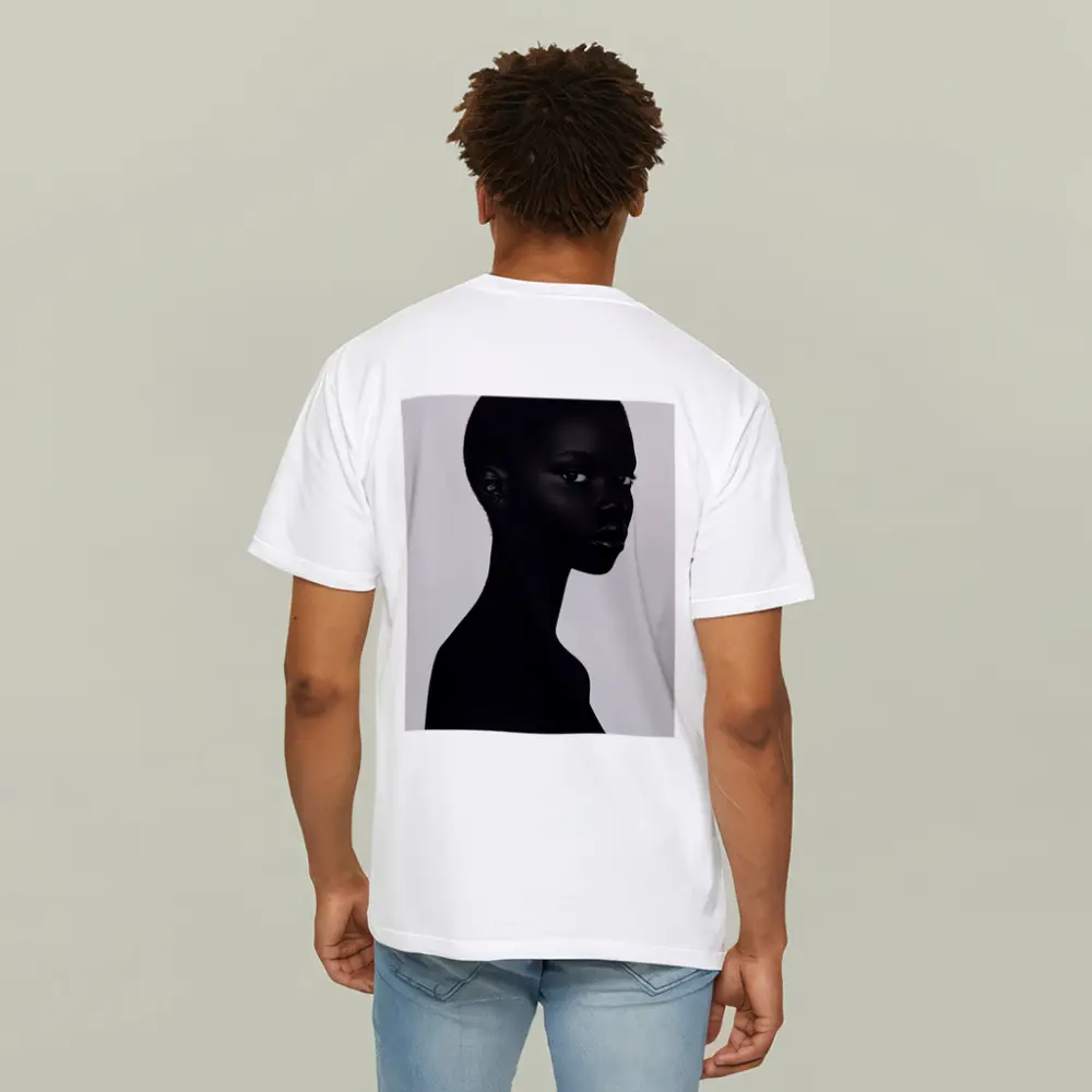 Black Woman Portrait Minimalist White Background – T-Shirts