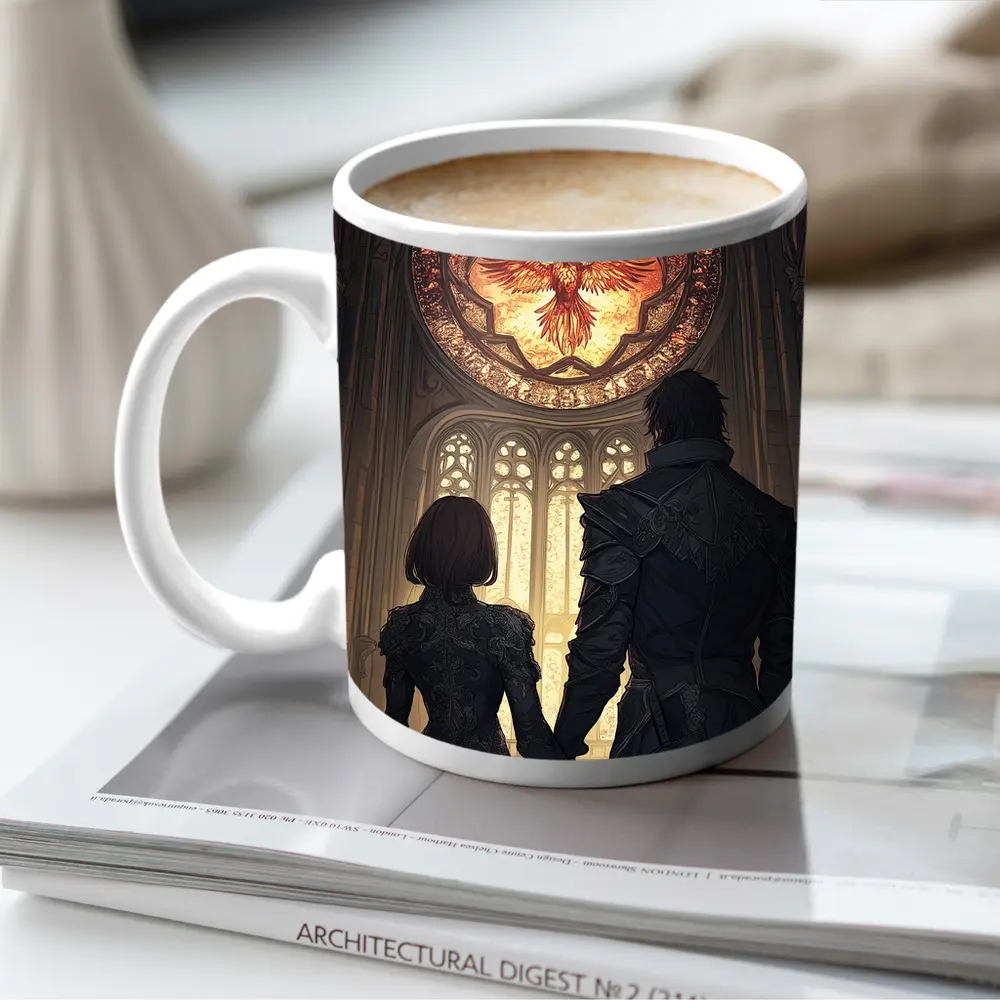 Anime Couple Cathedral Phoenix Stained Glass – Mugs