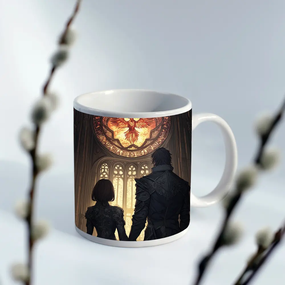Anime Couple Cathedral Phoenix Stained Glass – Mugs