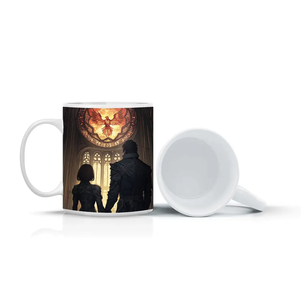 Anime Couple Cathedral Phoenix Stained Glass – Mugs