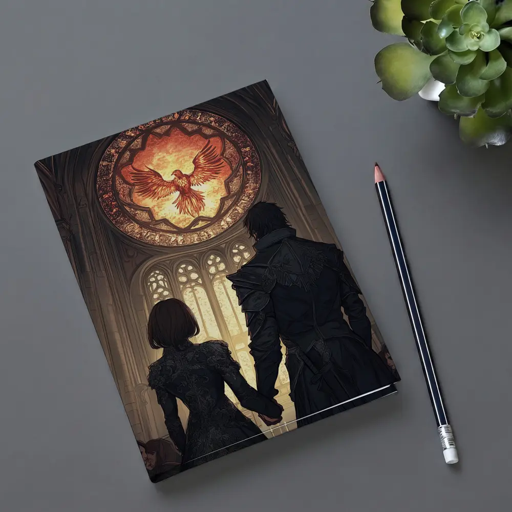 Anime Couple Cathedral Phoenix Stained Glass – Notebooks