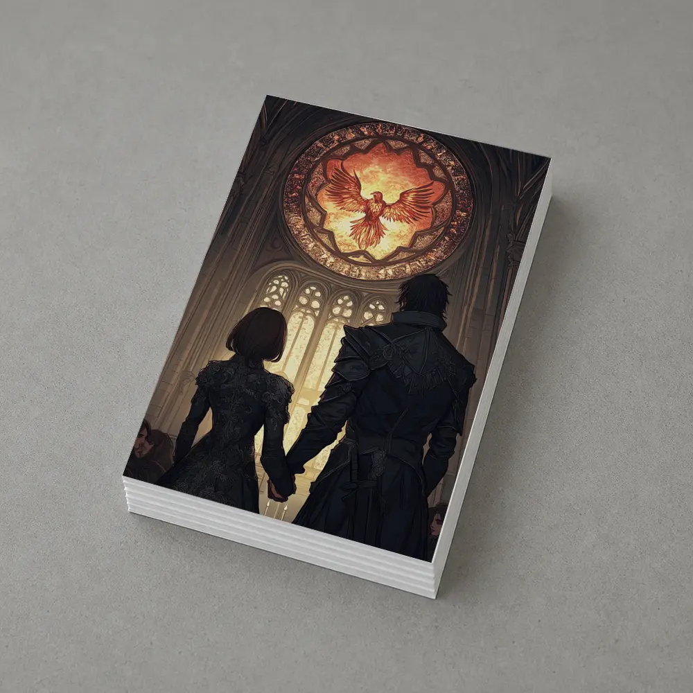 Anime Couple Cathedral Phoenix Stained Glass – Postcards