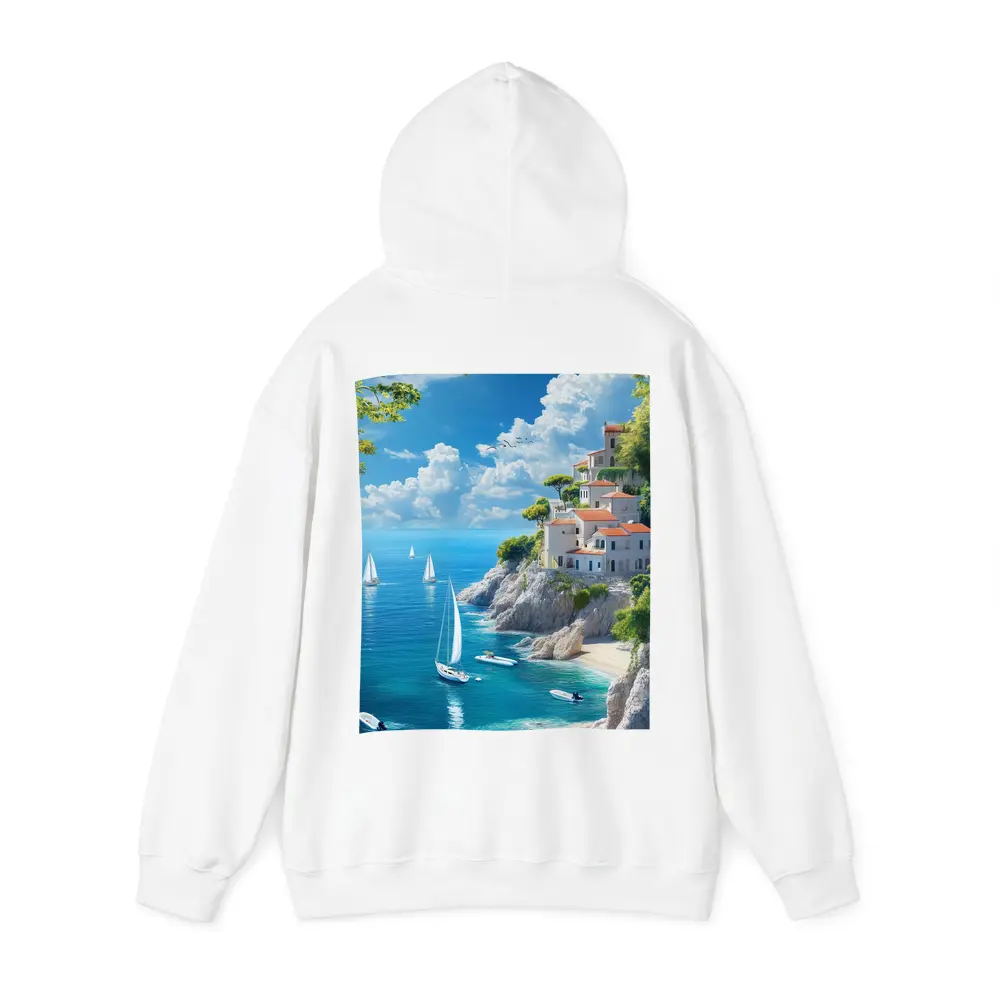 Mediterranean Coastal Cliffs Sailboats Blue Sea – Hoodies