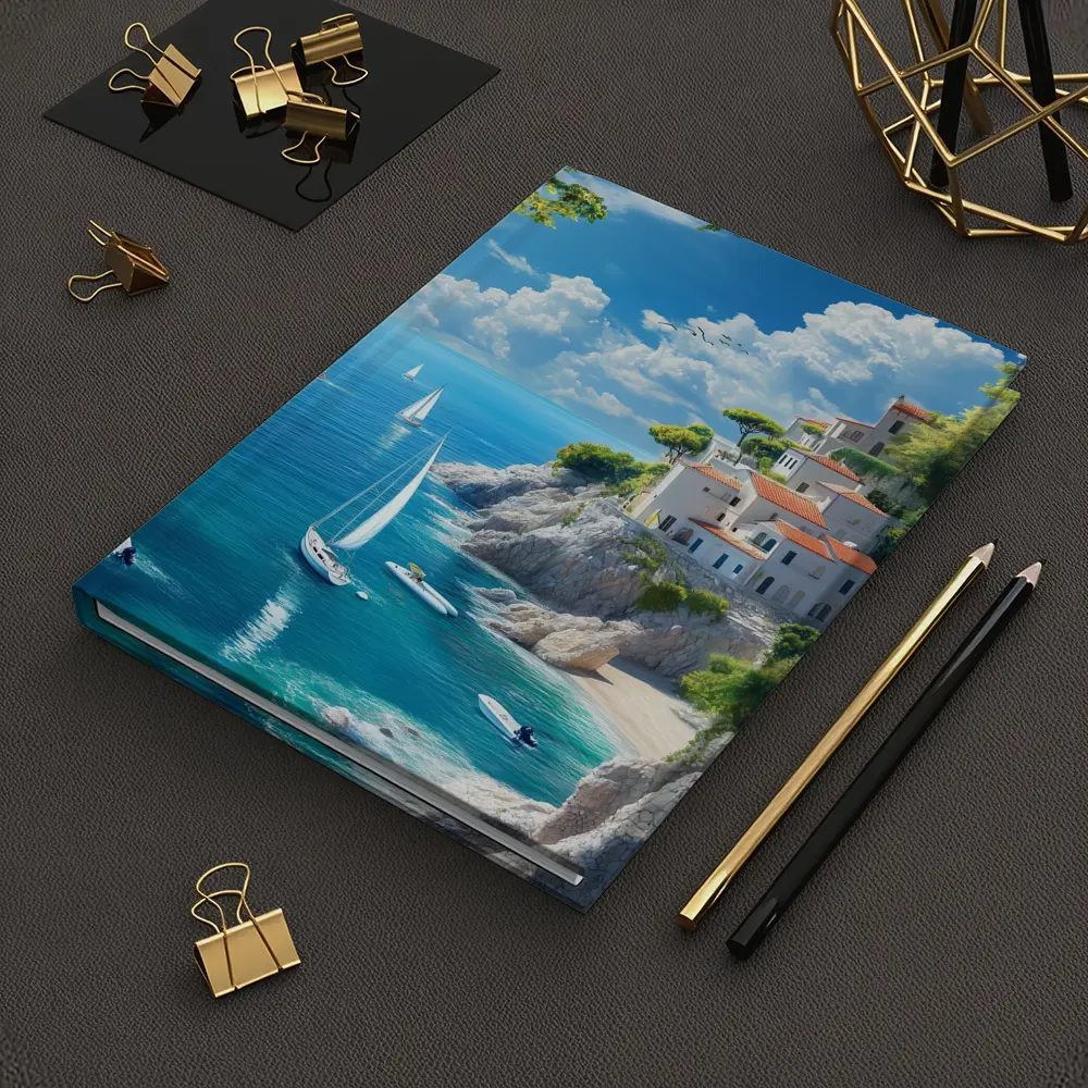 Mediterranean Coastal Cliffs Sailboats Blue Sea – Notebooks