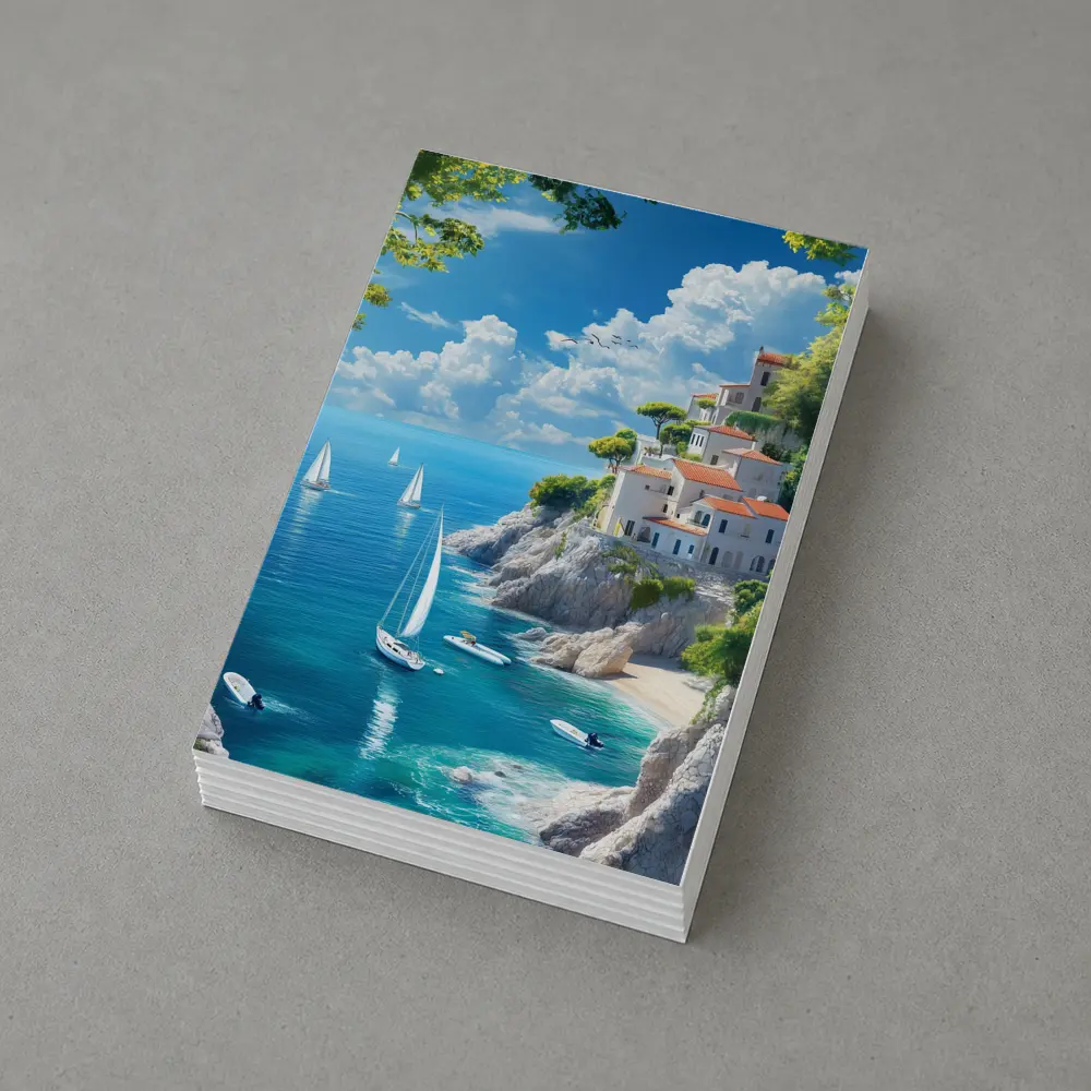 Mediterranean Coastal Cliffs Sailboats Blue Sea – Postcards