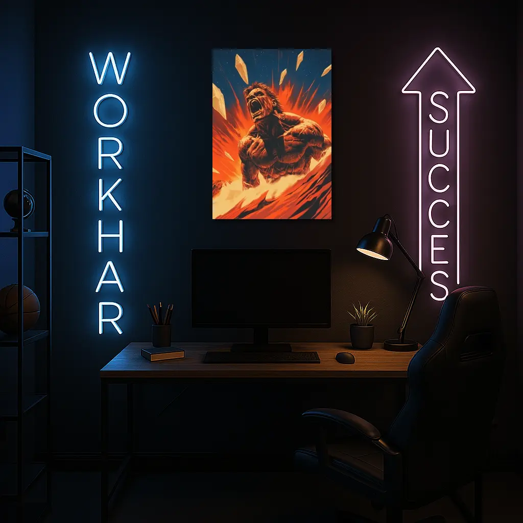 Raging Beast Explosion Fire Comic Art – Wall Art