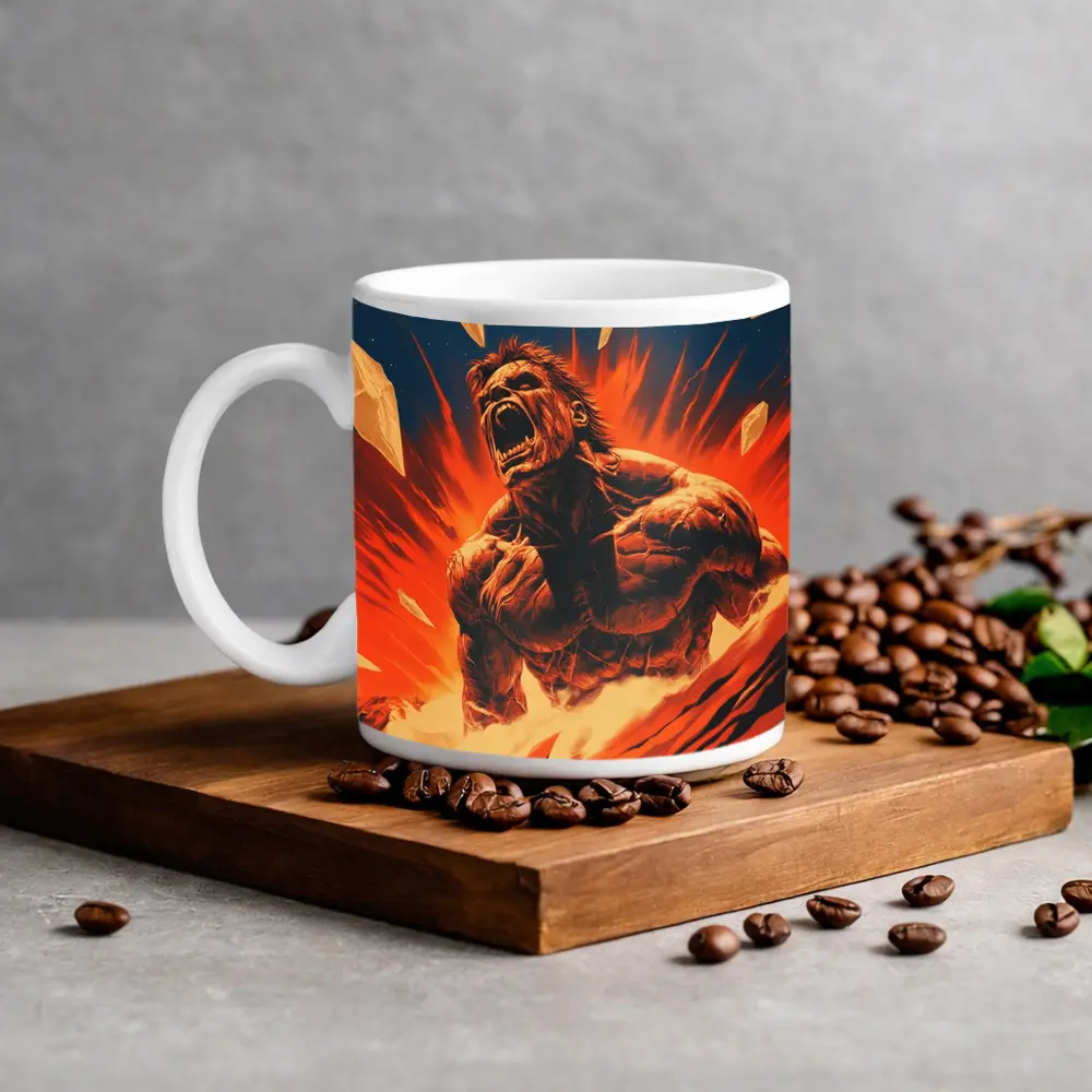 Raging Beast Explosion Fire Comic Art – Mugs
