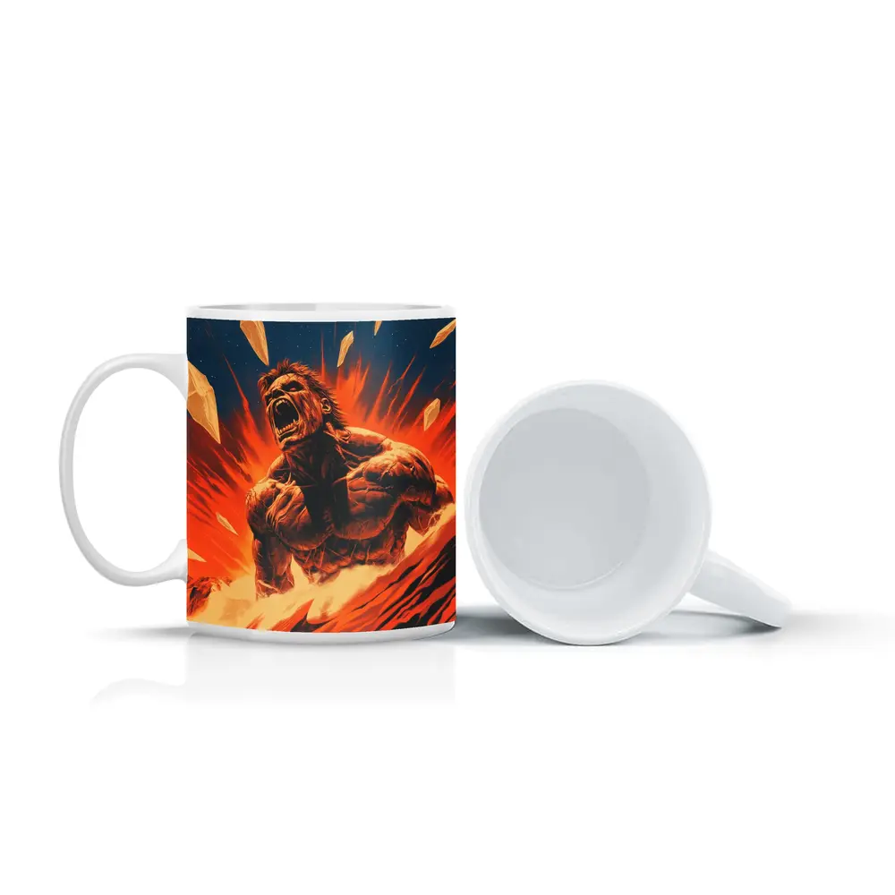 Raging Beast Explosion Fire Comic Art – Mugs