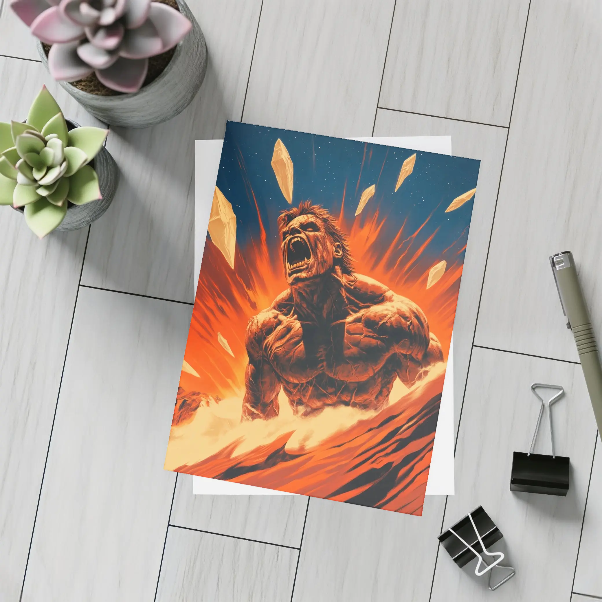 Raging Beast Explosion Fire Comic Art – Postcards