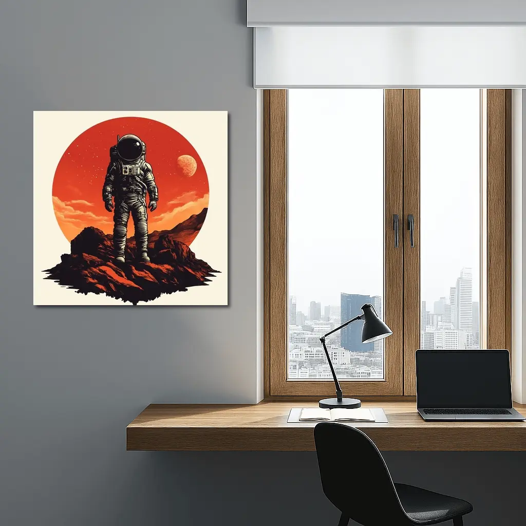 Astronaut Standing On Rocky Mars Surface – Wall Art