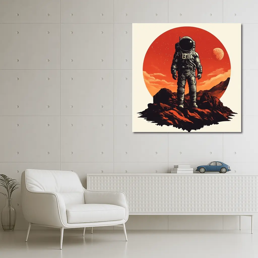 Astronaut Standing On Rocky Mars Surface – Wall Art