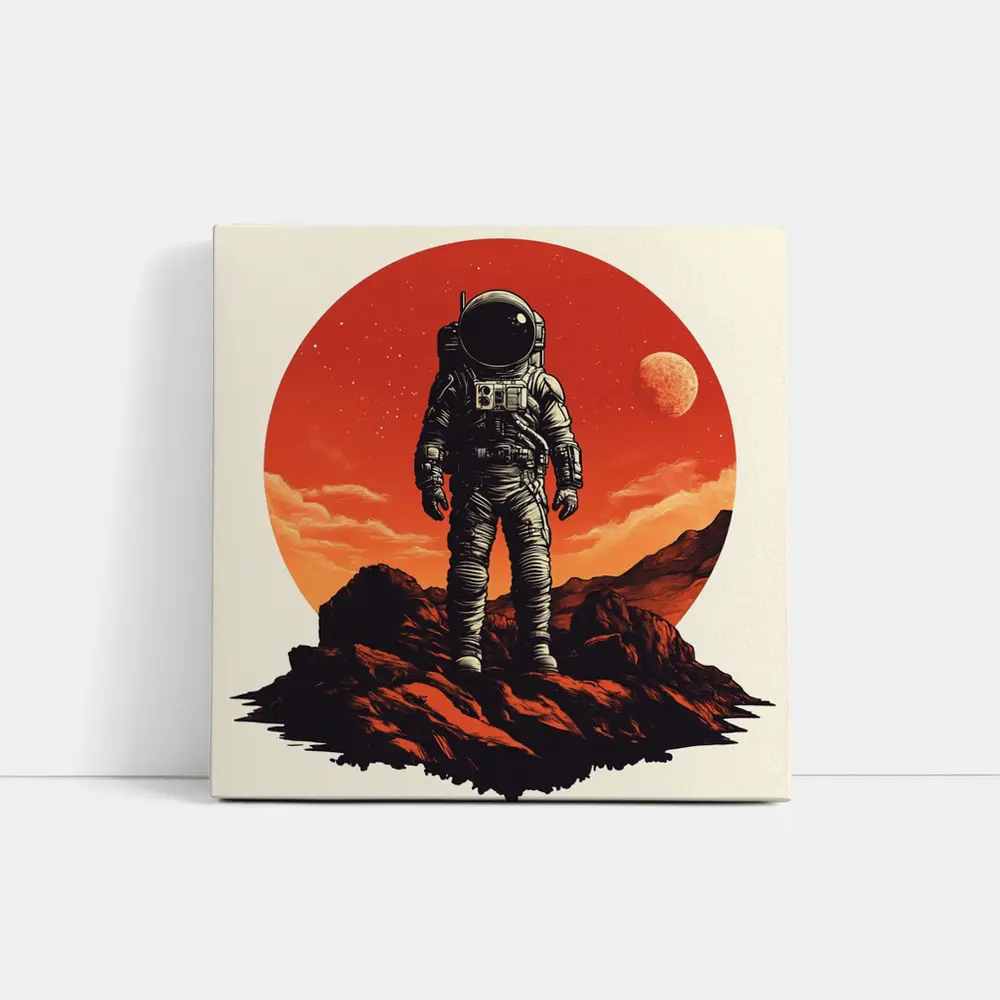 Astronaut Standing On Rocky Mars Surface – Wall Art