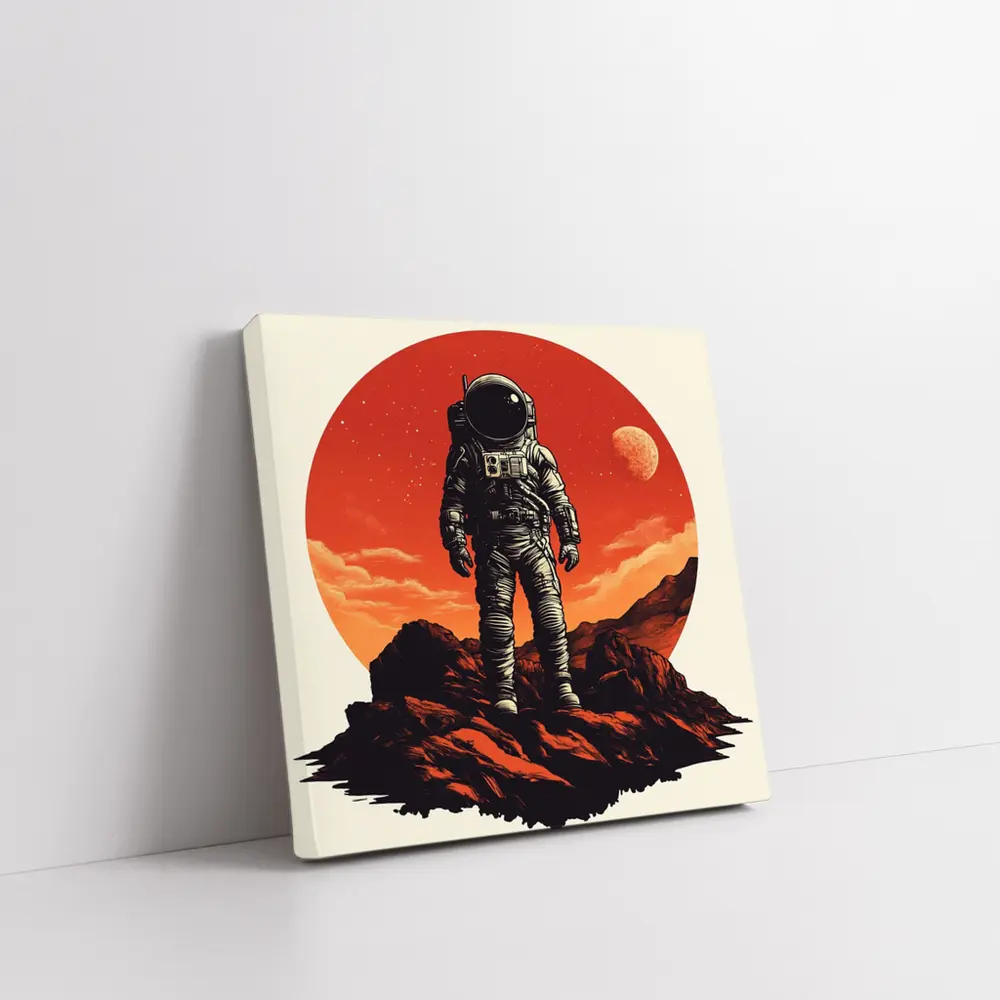 Astronaut Standing On Rocky Mars Surface – Wall Art