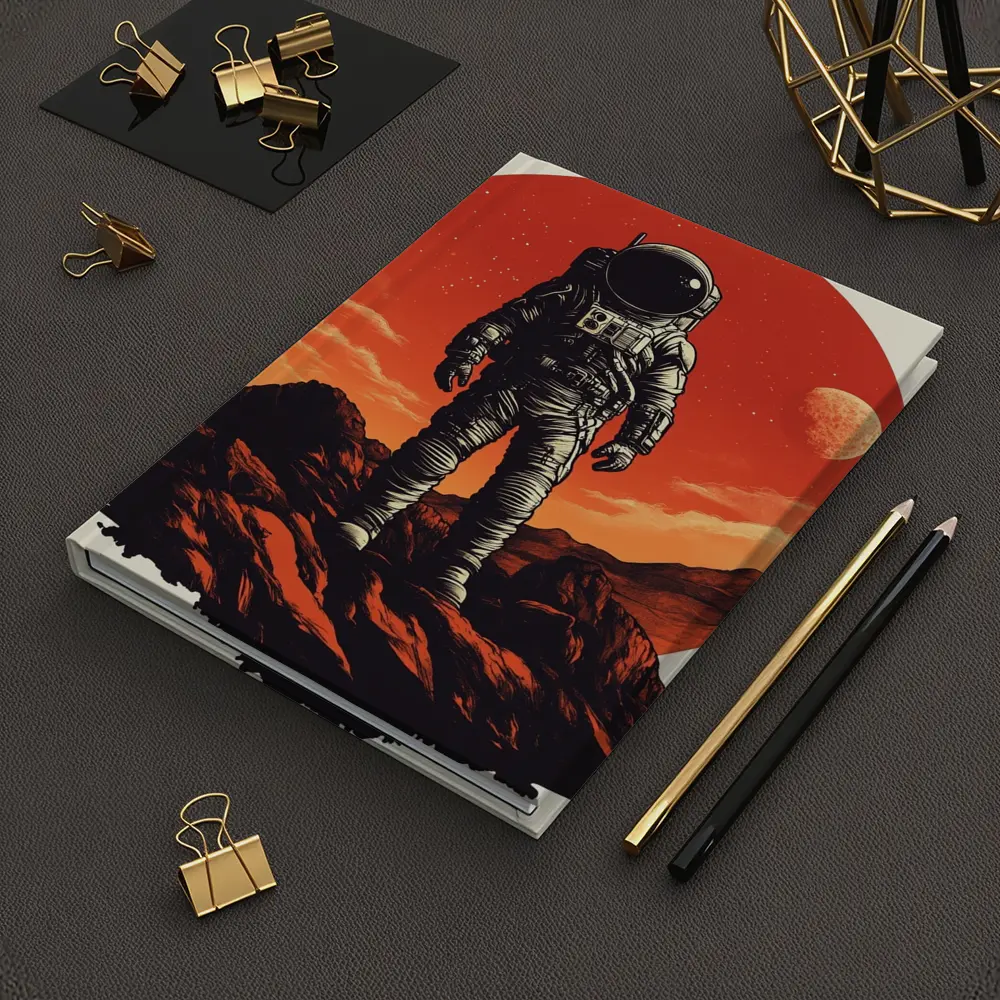 Astronaut Standing On Rocky Mars Surface – Notebooks