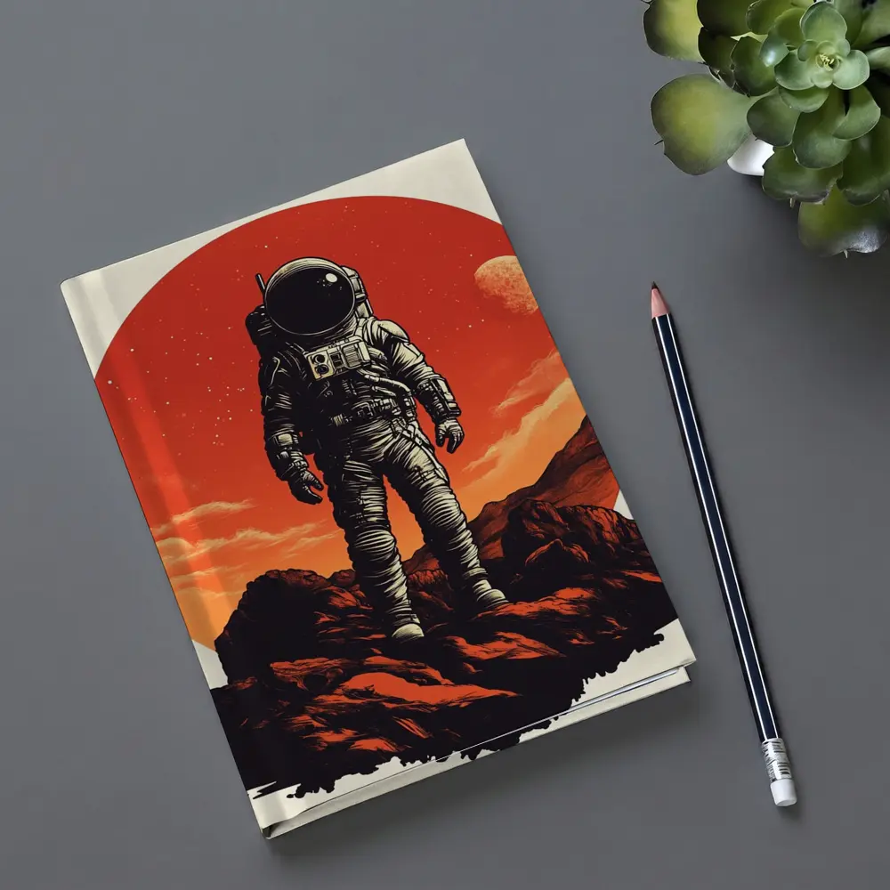 Astronaut Standing On Rocky Mars Surface – Notebooks