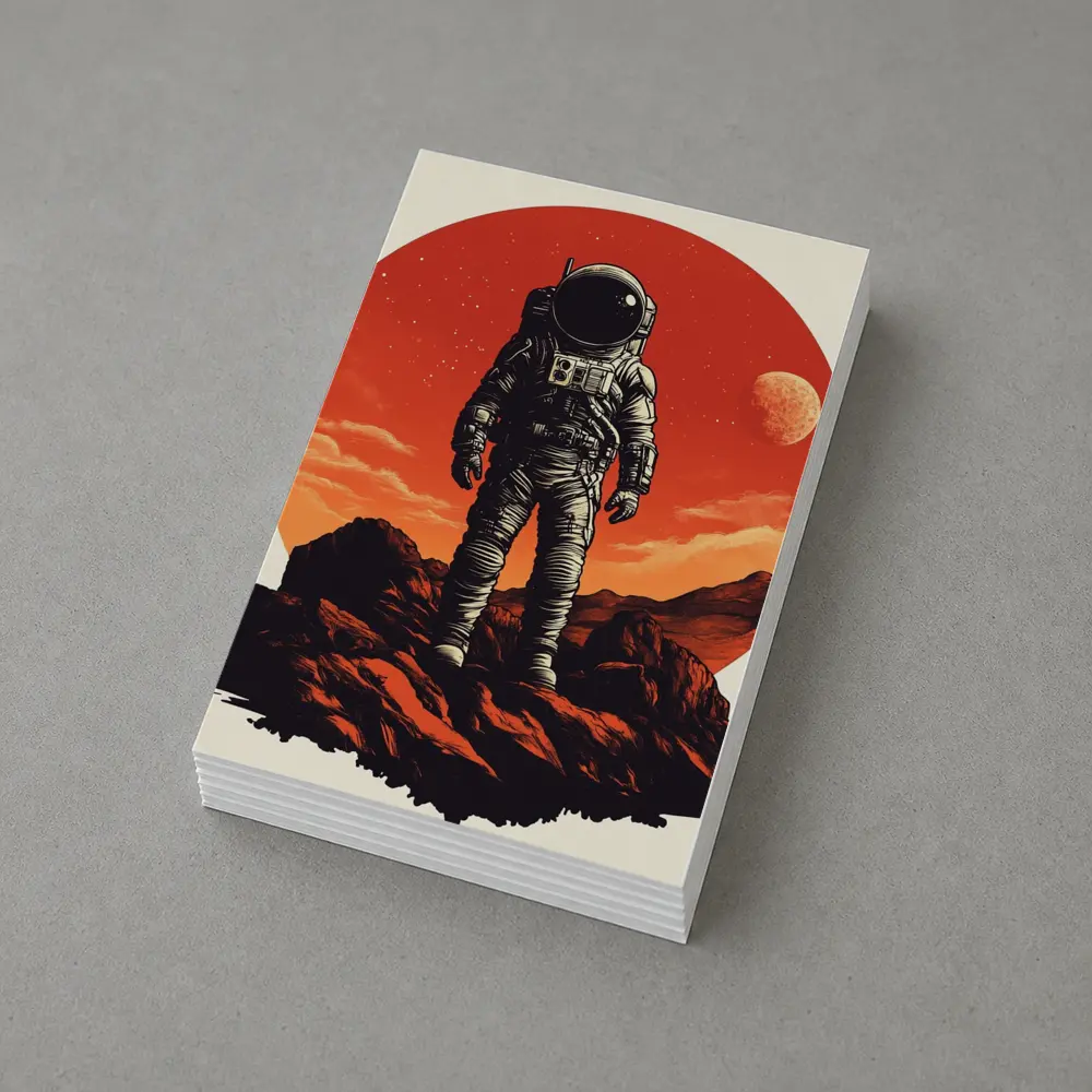 Astronaut Standing On Rocky Mars Surface – Postcards