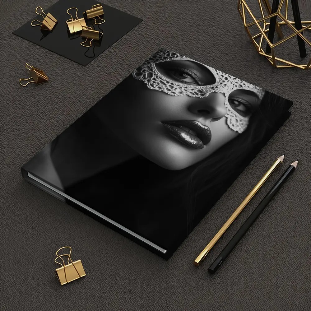 Woman Lace Masquerade Mask Black White – Notebooks