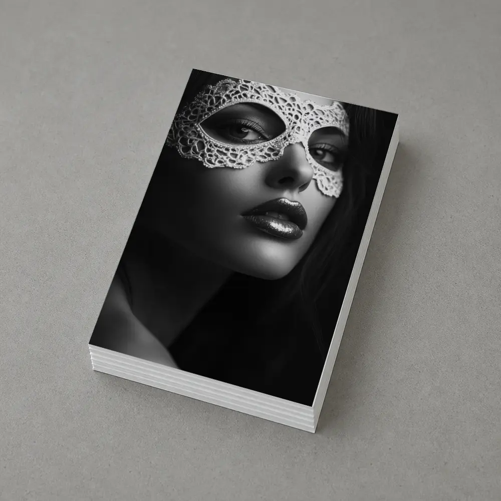 Woman Lace Masquerade Mask Black White – Postcards