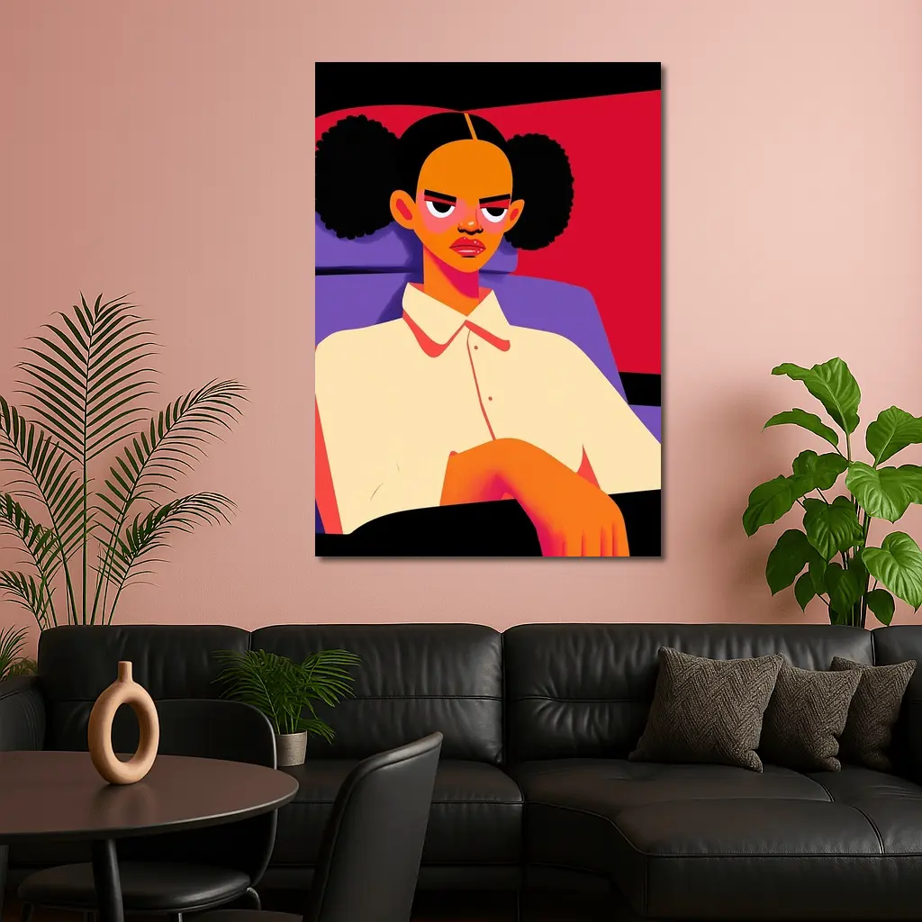 Angry Girl Illustration Bold Flat Art Style – Wall Art