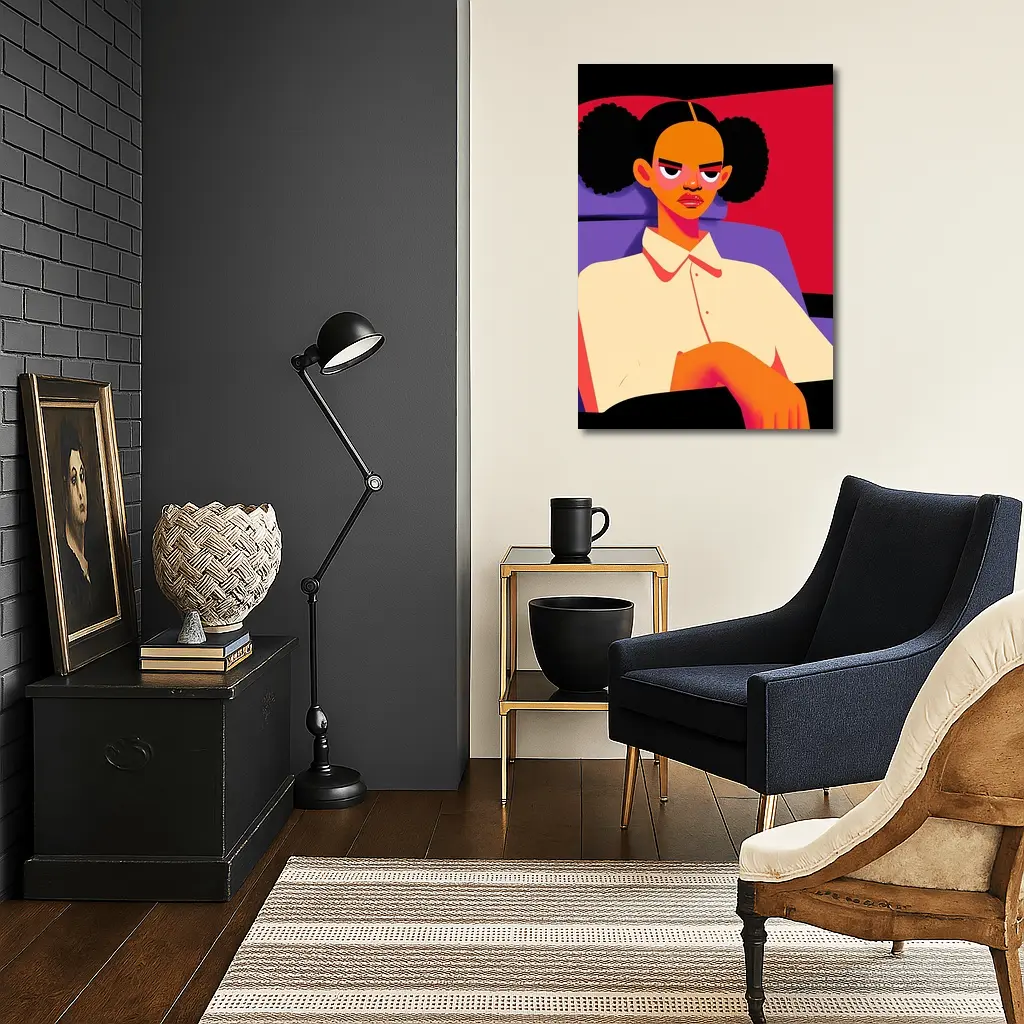 Angry Girl Illustration Bold Flat Art Style – Wall Art
