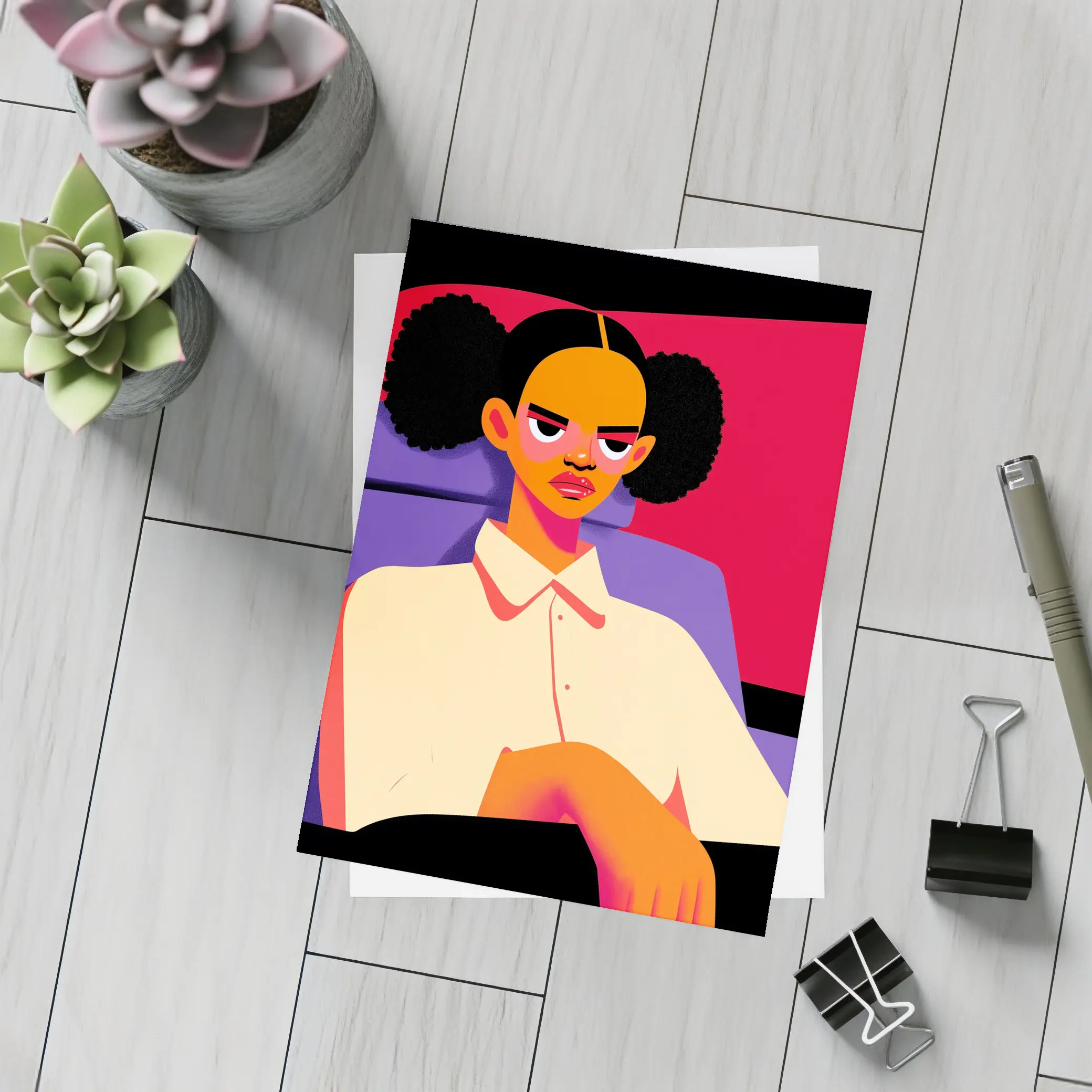 Angry Girl Illustration Bold Flat Art Style – Postcards