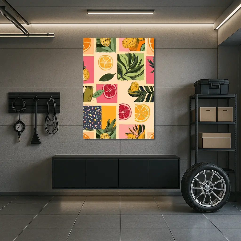 Tropical Citrus Fruits Collage Pattern Art – Wall Art