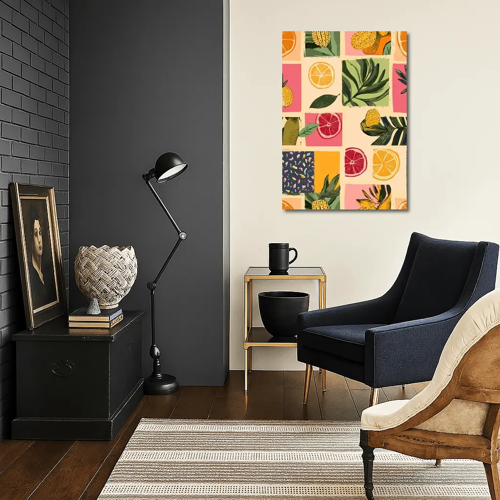 Tropical Citrus Fruits Collage Pattern Art – Wall Art