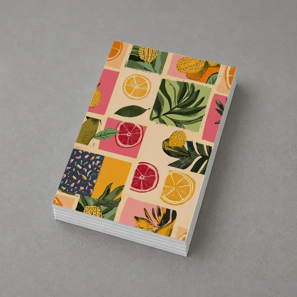 Tropical Citrus Fruits Collage Pattern Art – Postcards