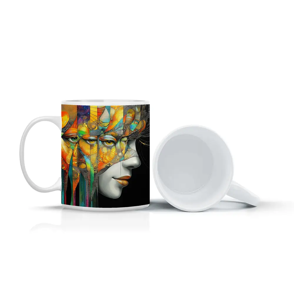Surreal Woman Face Colorful Abstract Art – Mugs