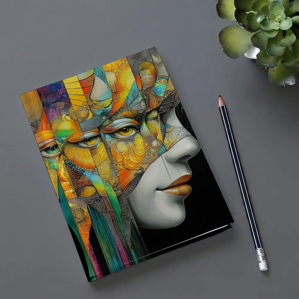Surreal Woman Face Colorful Abstract Art – Notebooks