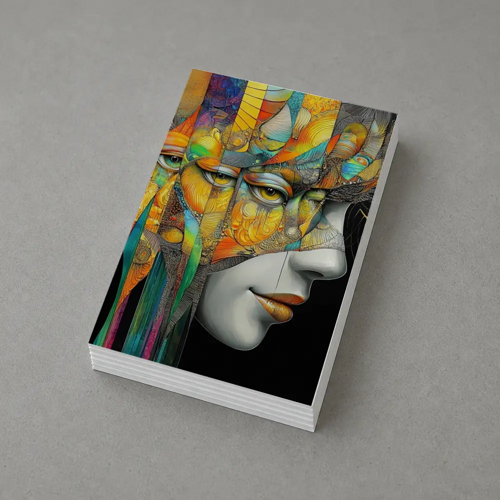 Surreal Woman Face Colorful Abstract Art – Postcards