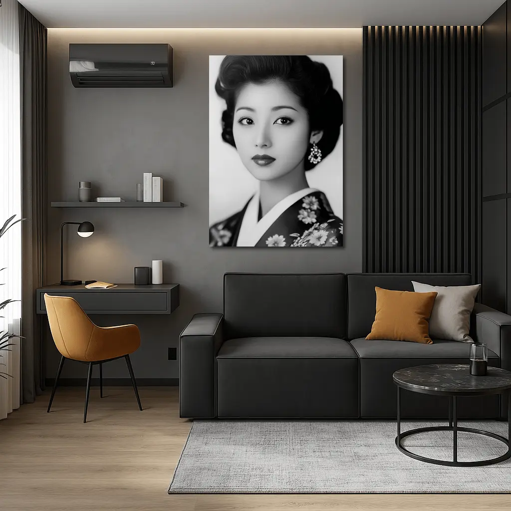 Japanese Woman Portrait Black And White – Wall Art