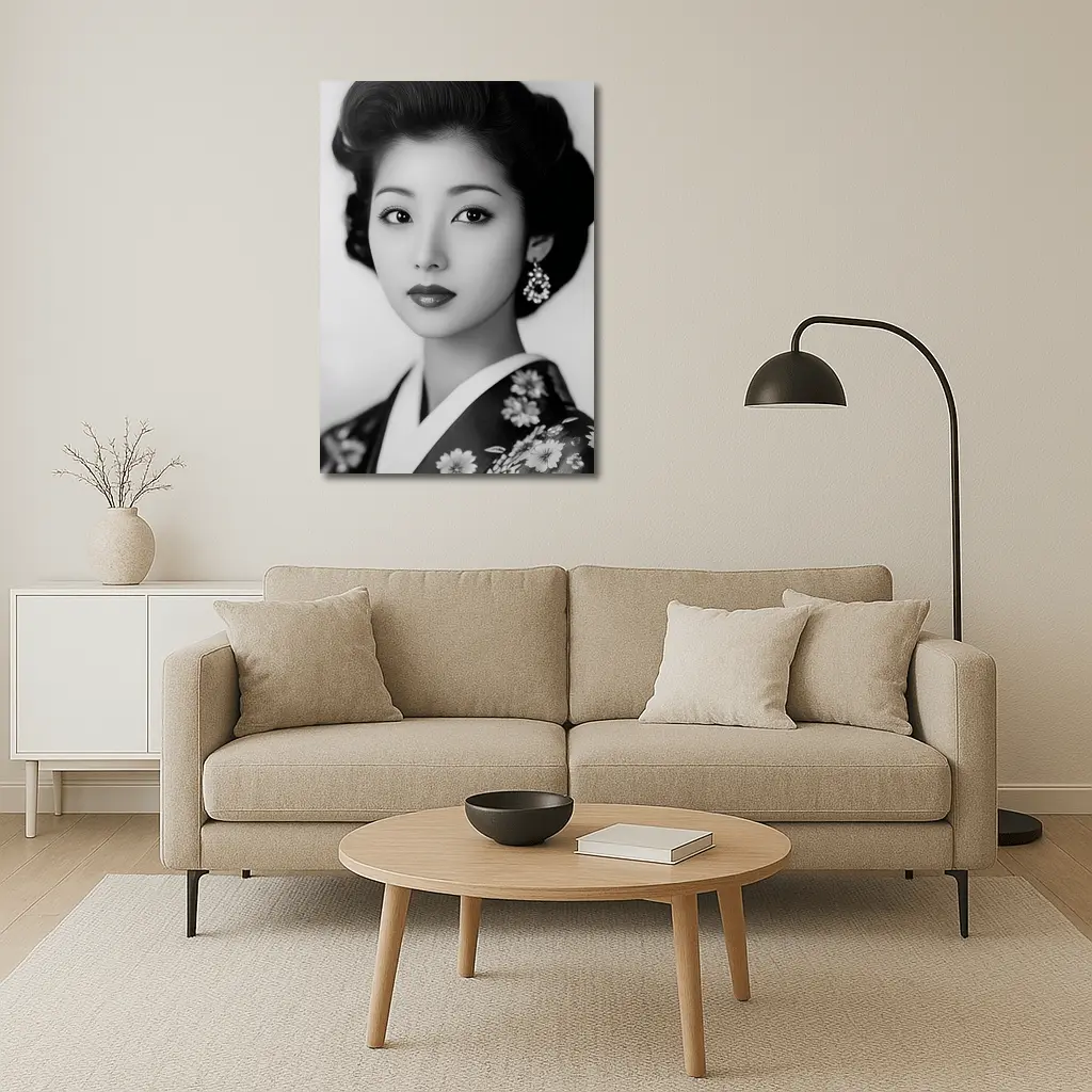 Japanese Woman Portrait Black And White – Wall Art