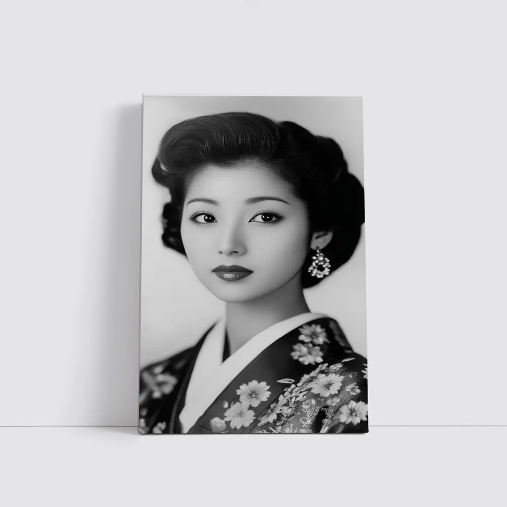 Japanese Woman Portrait Black And White – Wall Art