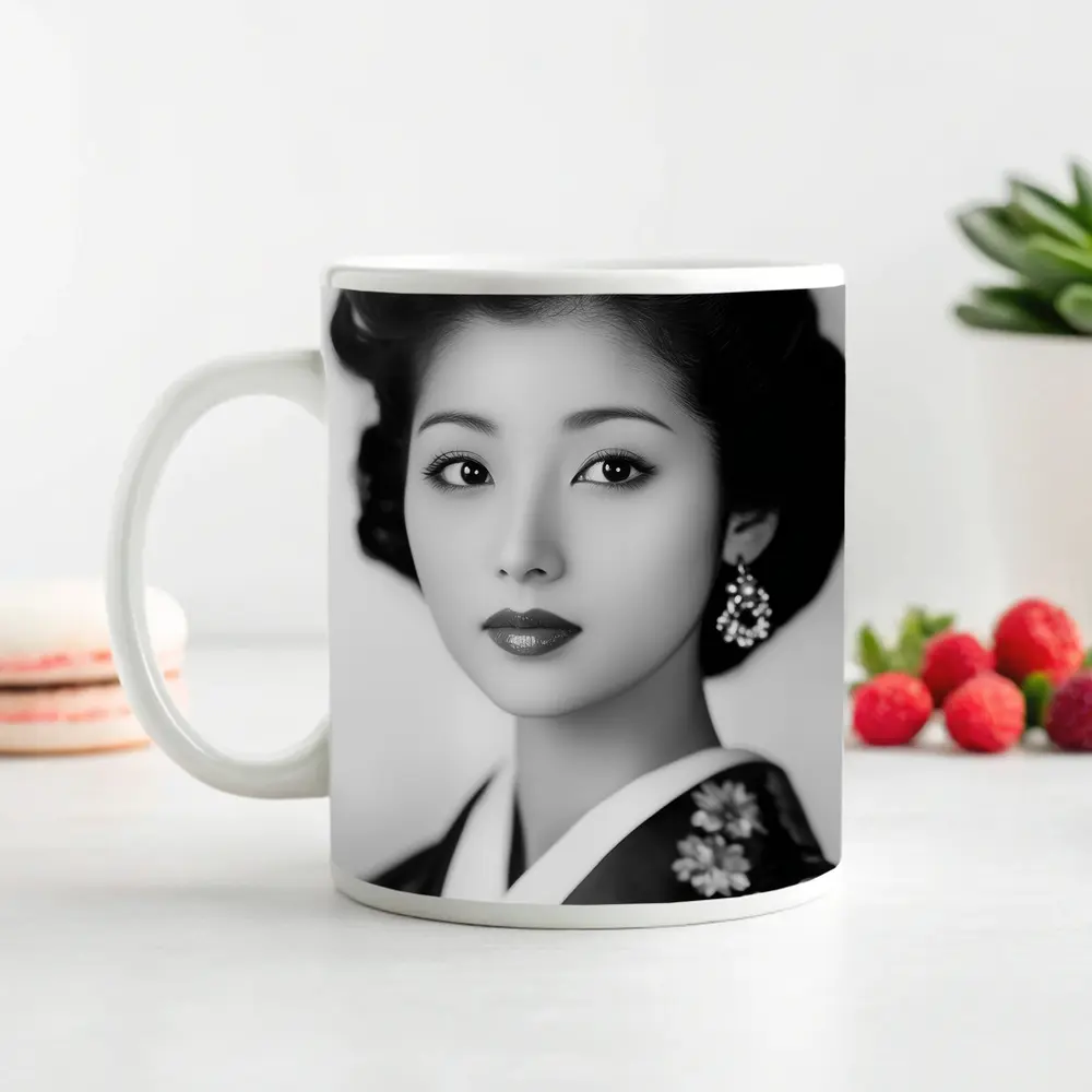 Japanese Woman Portrait Black And White – Mugs