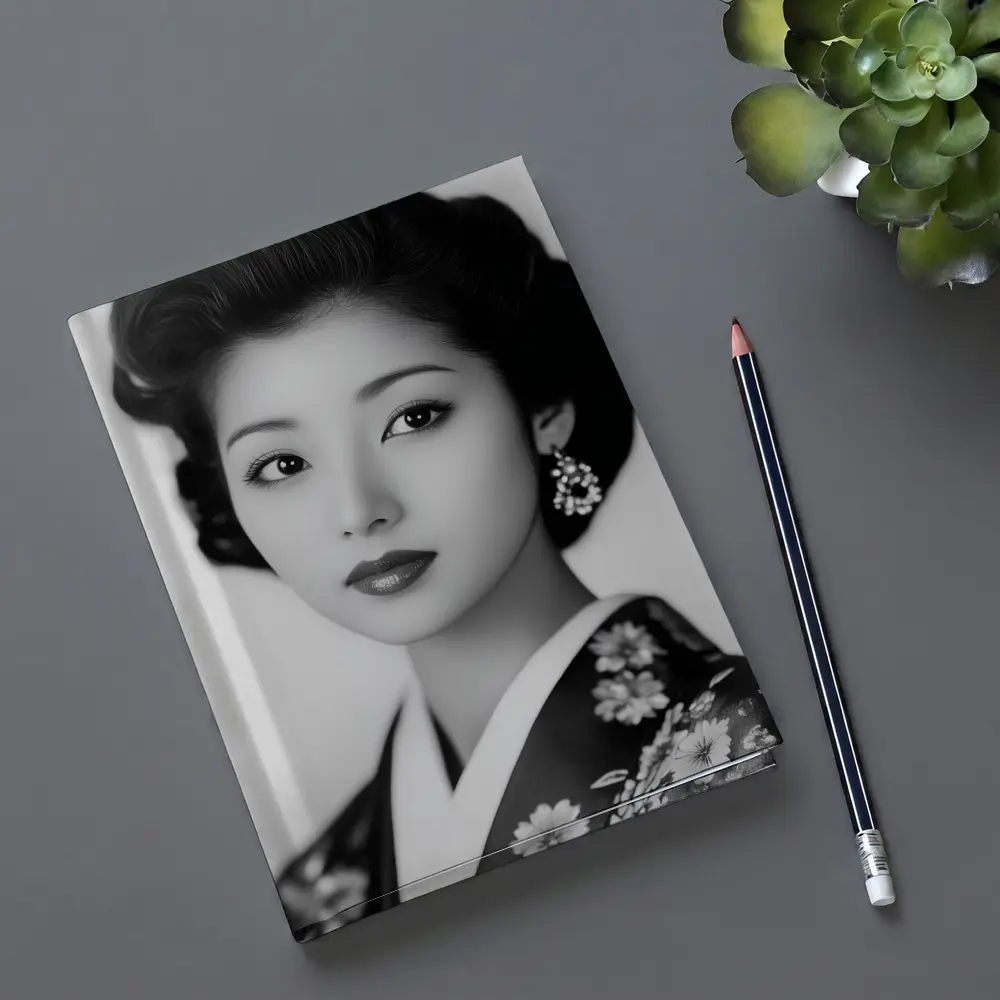 Japanese Woman Portrait Black And White – Notebooks