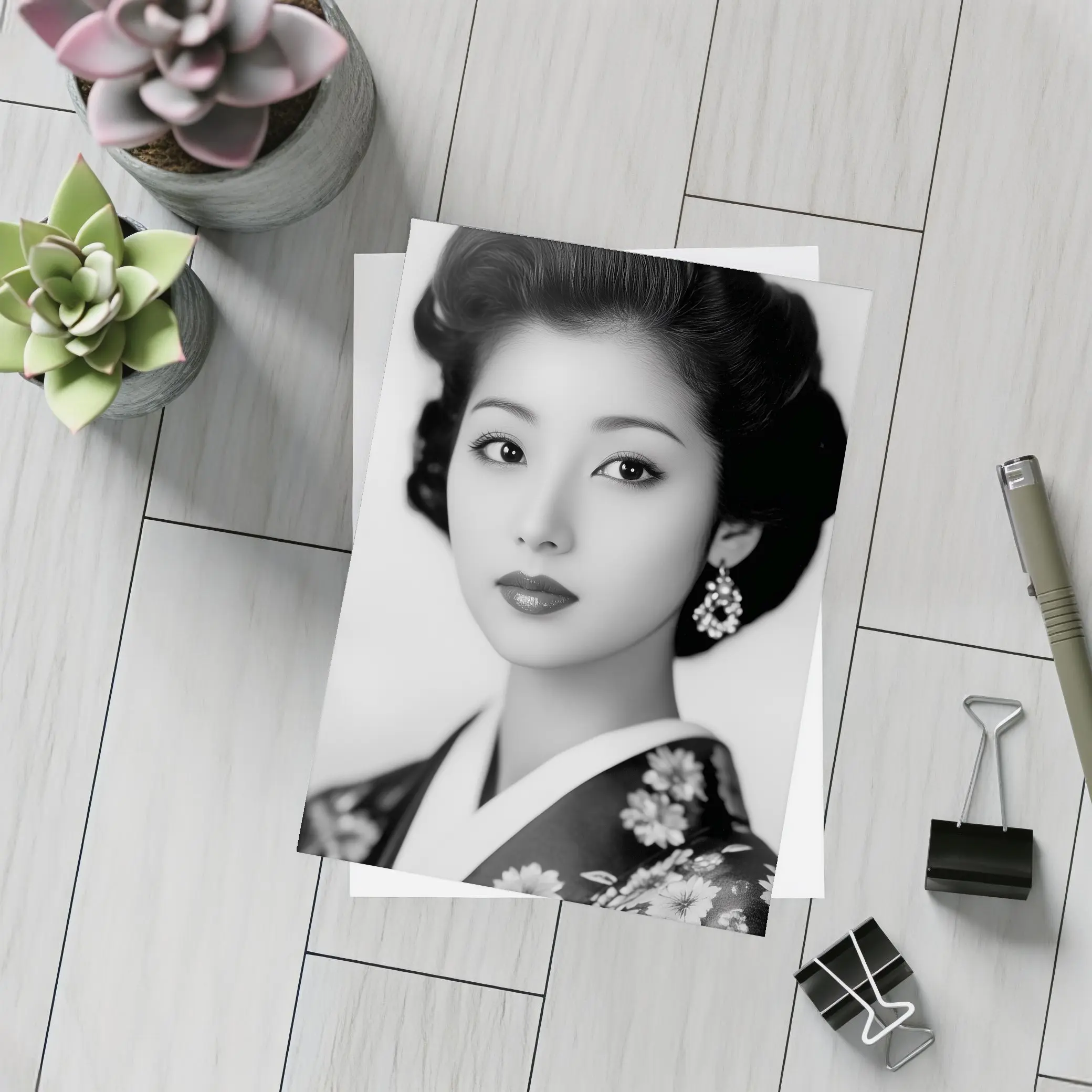 Japanese Woman Portrait Black And White – Postcards
