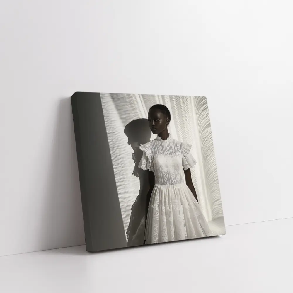 White Lace Dress Woman Soft Light – Wall Art