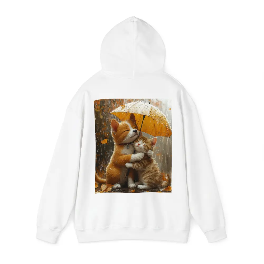 Two Orange Cats Hugging Under Yellow Umbrella – Hoodies