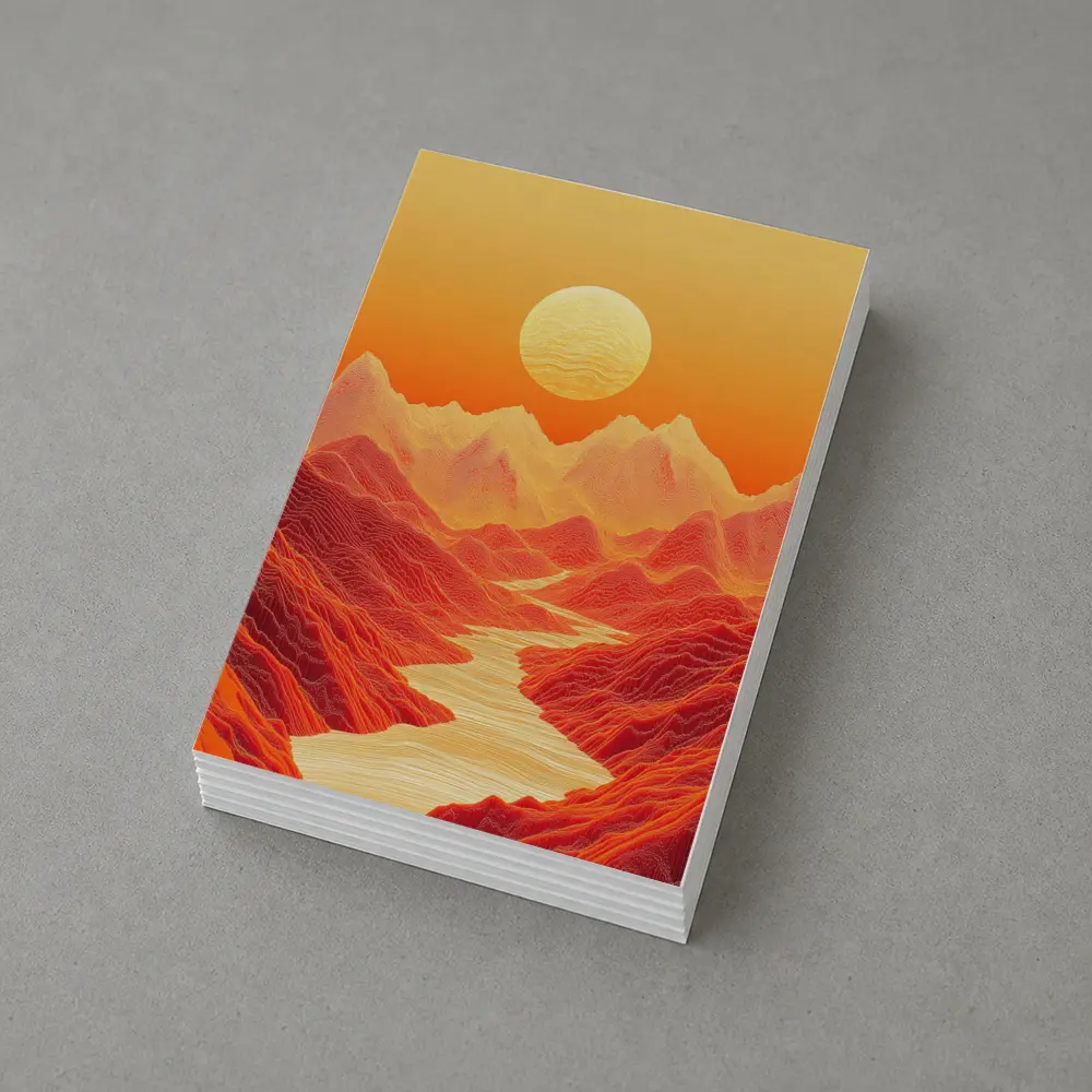 Red Mountains River Valley Sun Art – Postcards