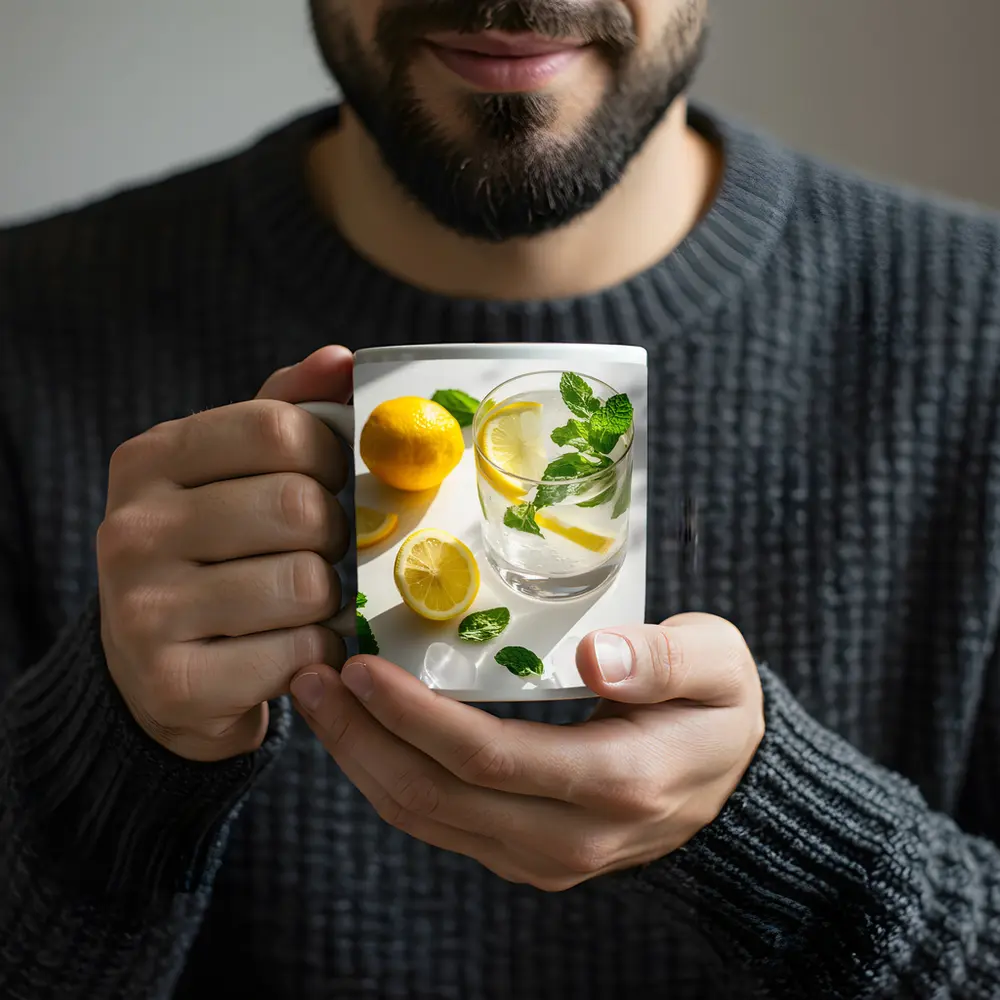 Lemon Mint Water Glass White Background – Mugs