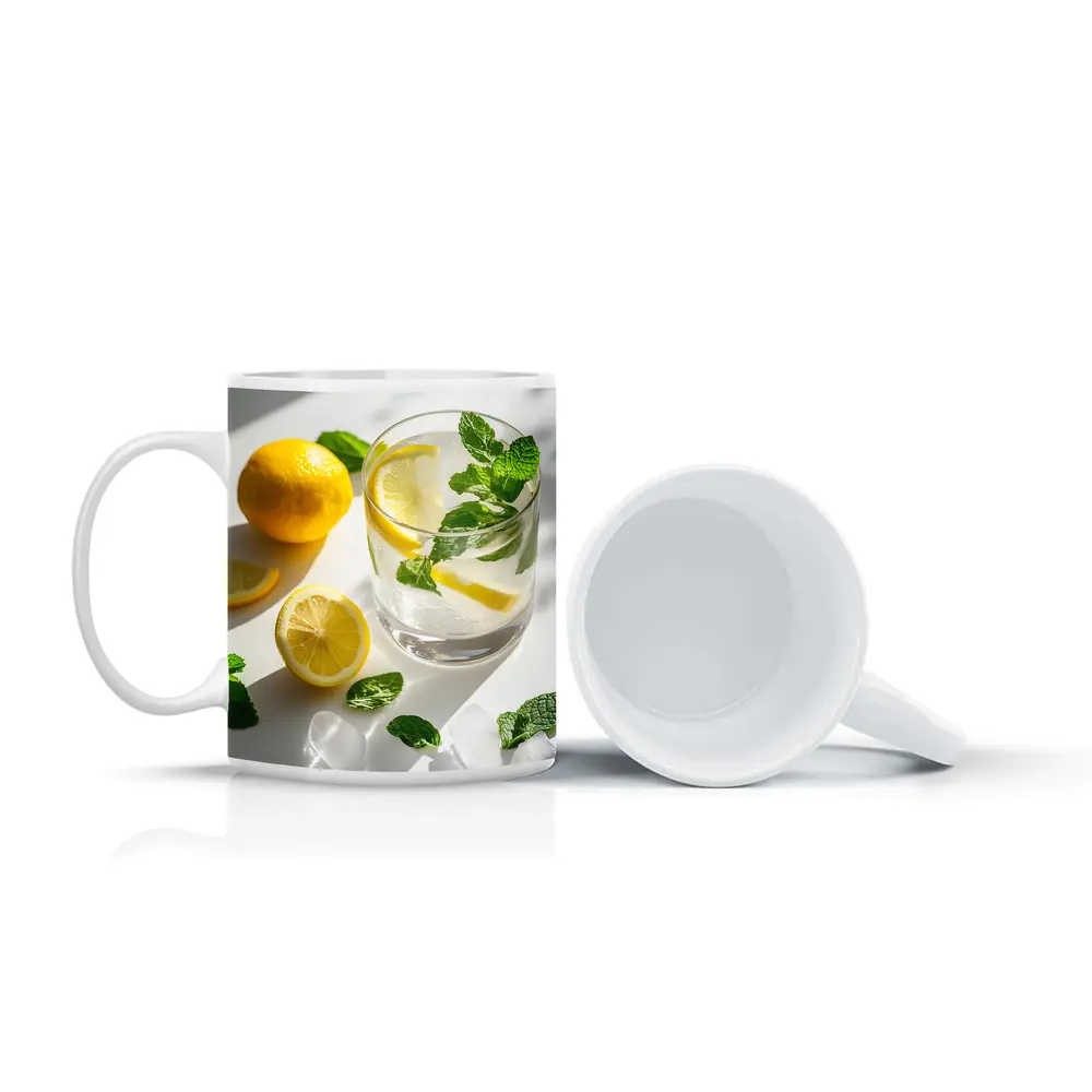 Lemon Mint Water Glass White Background – Mugs