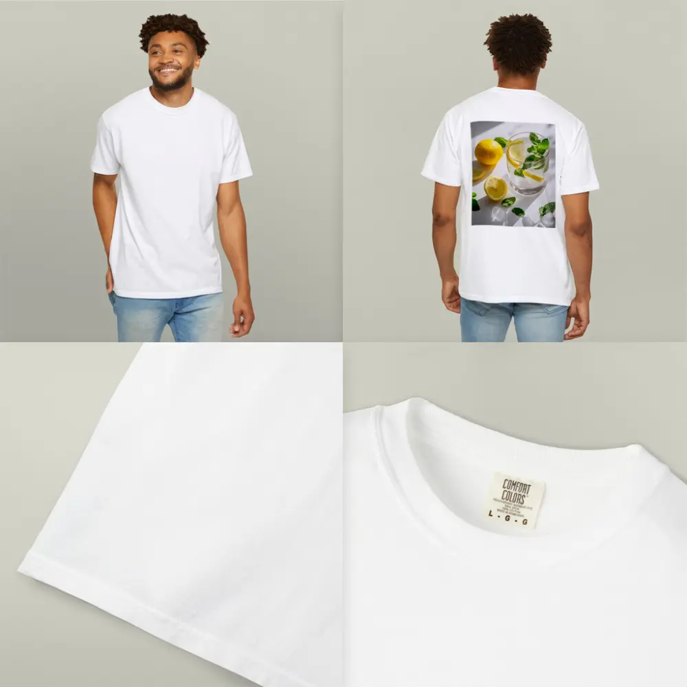 Lemon Mint Water Glass White Background – T-Shirts