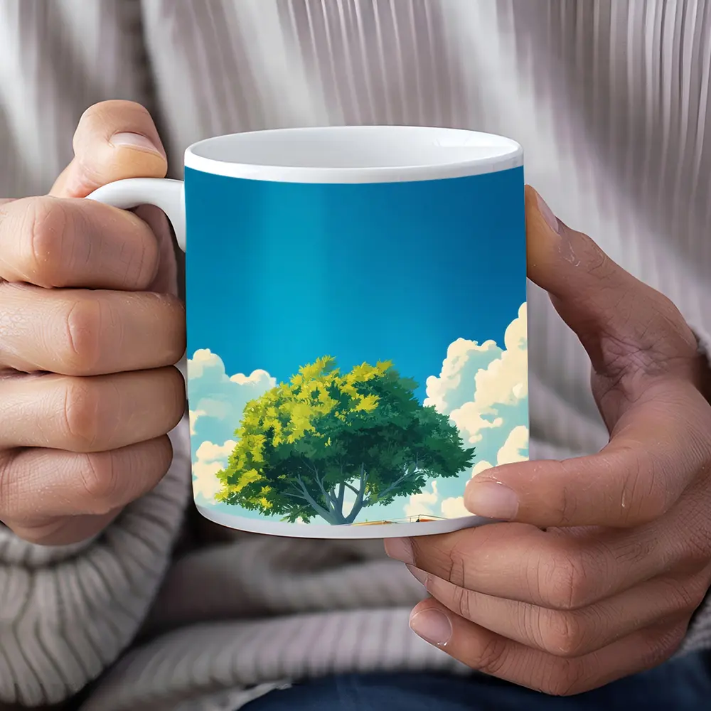 Anime Style Camper Van Summer Green Field – Mugs