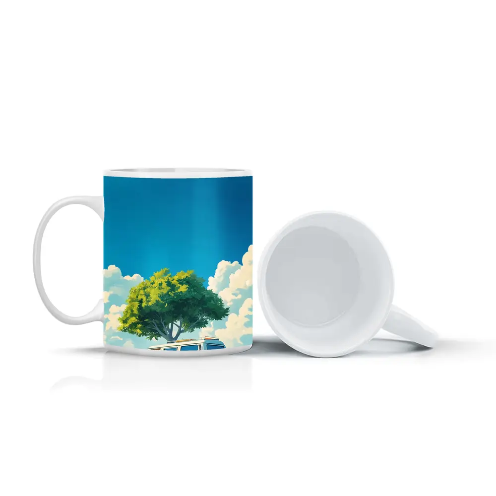Anime Style Camper Van Summer Green Field – Mugs