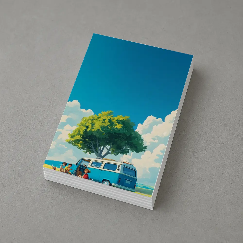 Anime Style Camper Van Summer Green Field – Postcards
