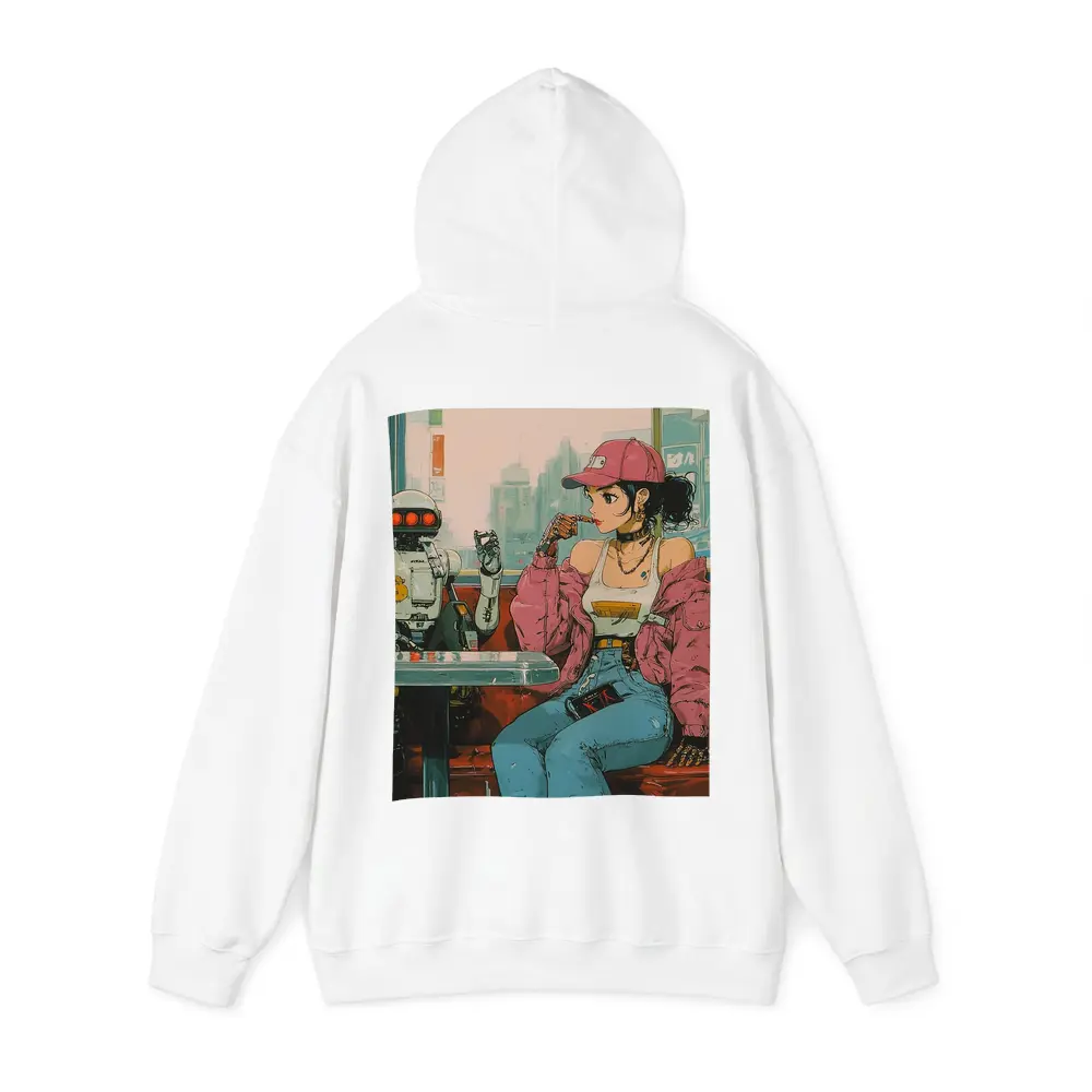 Anime Girl Robot Retro Diner Scene – Hoodies