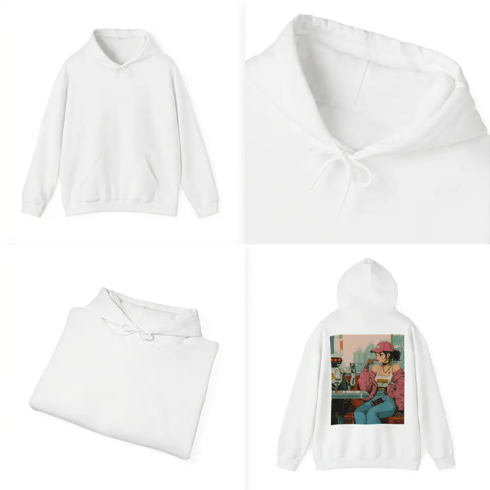 Anime Girl Robot Retro Diner Scene – Hoodies